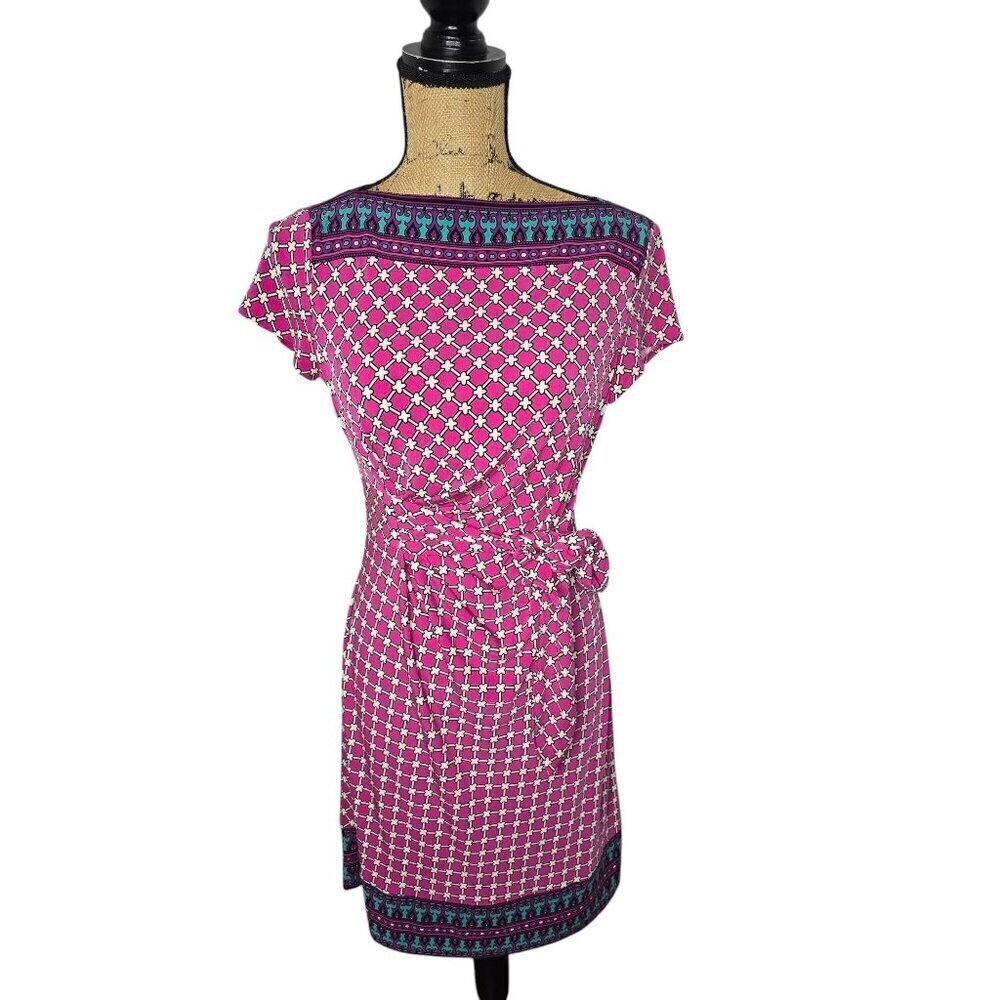 Pink Geometric Print Tie Waist Dress Donna Morgan